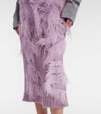 Falda midi de punto con plumas  | The Attico