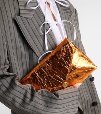Envelope Medium metallic leather clutch | Dries Van Noten
