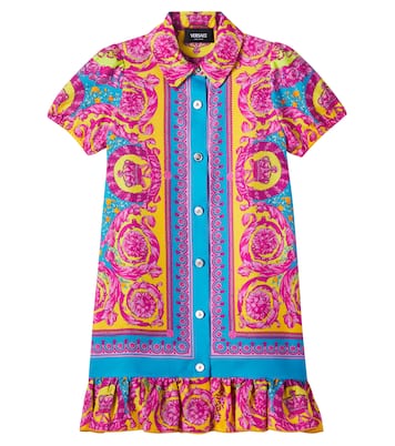 Hemdblusenkleid Electric Barocco aus Twill | Versace Kids