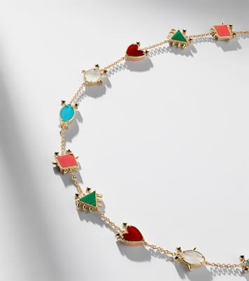 Halskette Petits Personnages aus 9kt Gelbgold (375/1000) mit Edelsteinen | Yvonne Léon