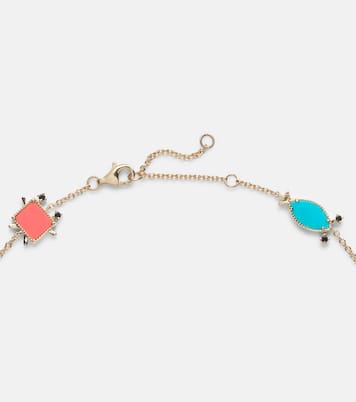 Halskette Petits Personnages aus 9kt Gelbgold (375/1000) mit Edelsteinen | Yvonne Léon