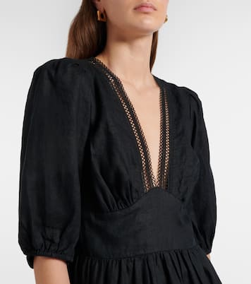 Meteora lace-trimmed linen midi dress | Heidi Klein