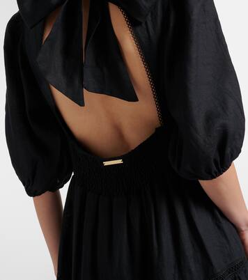 Meteora lace-trimmed linen midi dress | Heidi Klein