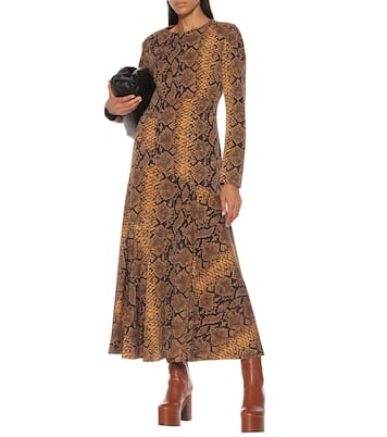 Snake-print wool midi dress | Dries Van Noten