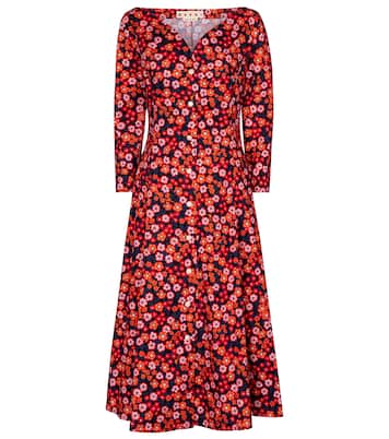 Floral cotton midi dress | Marni