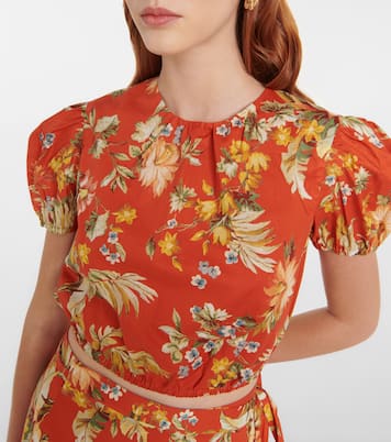 Vacation – Top raccourci Hydra en coton à fleurs | Erdem