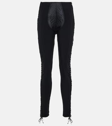 x Lotta Volkova Lace-up satin and mesh leggings | Jean Paul Gaultier