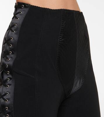 x Lotta Volkova Lace-up satin and mesh leggings | Jean Paul Gaultier