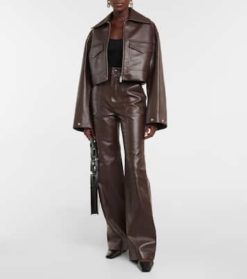 Pantalon droit Zelda en cuir mélangé | Nanushka