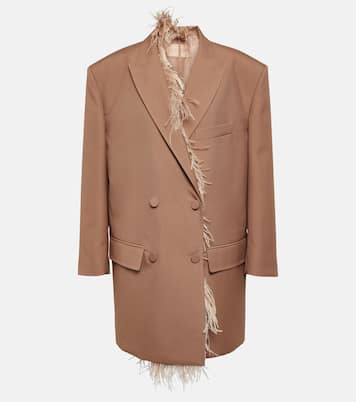 Blazer doppiopetto con piume | Valentino