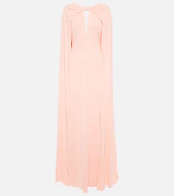 Caped keyhole satin gown | Monique Lhuillier