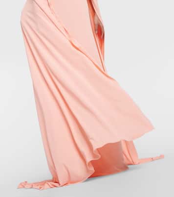 Caped keyhole satin gown | Monique Lhuillier