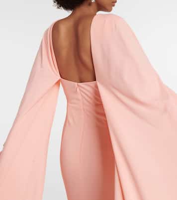 Caped keyhole satin gown | Monique Lhuillier