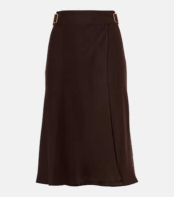 Gonna midi Irene in crêpe di lino | Loro Piana