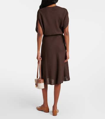 Gonna midi Irene in crêpe di lino | Loro Piana