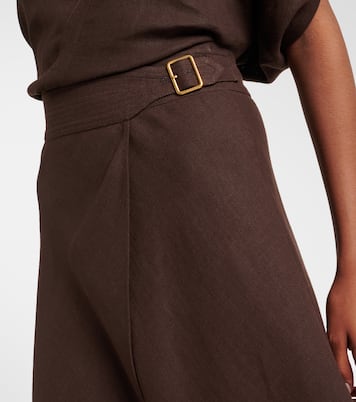 Gonna midi Irene in crêpe di lino | Loro Piana