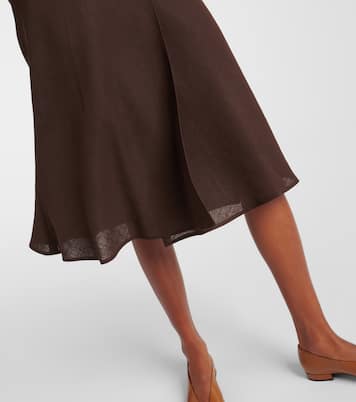 Gonna midi Irene in crêpe di lino | Loro Piana