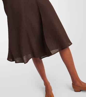 Gonna midi Irene in crêpe di lino | Loro Piana