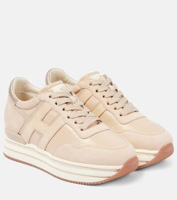 Midi H222 suede platform sneakers in beige - Hogan | Mytheresa