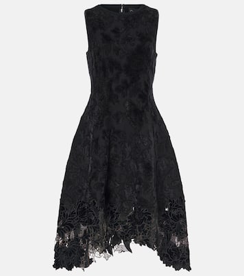 Robe longue en guipure et velours | Oscar de la Renta