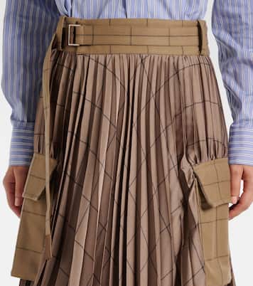 Gonna midi in lana a quadri | Sacai