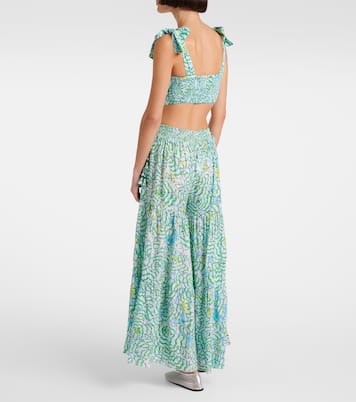 Carla printed pleated crop top | Poupette St Barth