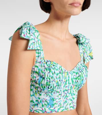 Carla printed pleated crop top | Poupette St Barth