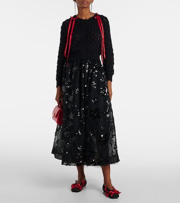 Bow-detail open-knit wool-blend cardigan | Simone Rocha