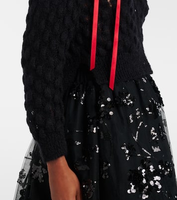 Bow-detail open-knit wool-blend cardigan | Simone Rocha