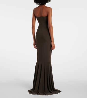 Strapless ruched jersey gown | Norma Kamali
