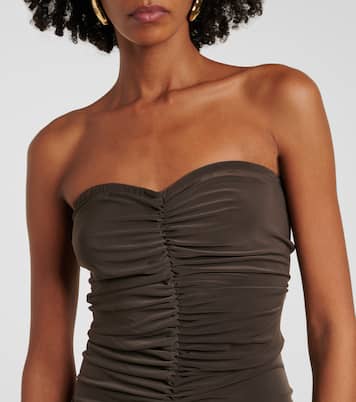 Strapless ruched jersey gown | Norma Kamali