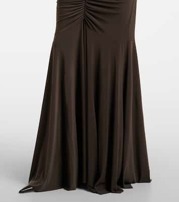 Strapless ruched jersey gown | Norma Kamali