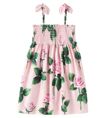 Floral shirred cotton poplin dress | Dolce&Gabbana Kids