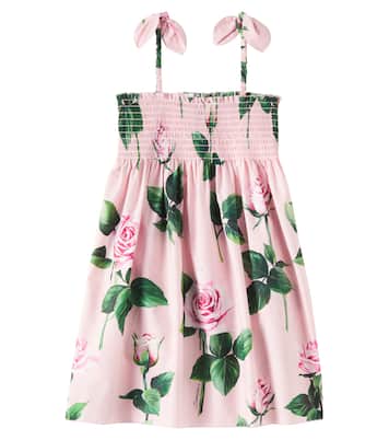 Floral shirred cotton poplin dress | Dolce&Gabbana Kids
