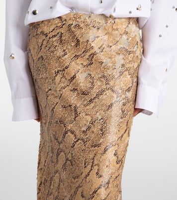 Sequined snake-print pencil skirt | Dries Van Noten