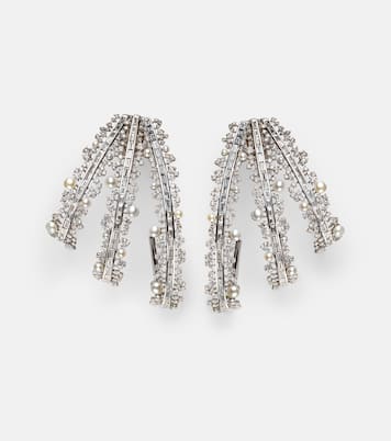 Orecchini a cerchio in oro bianco 18kt Scatter con perle e diamanti | Ananya