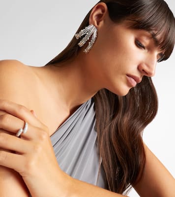 Orecchini a cerchio in oro bianco 18kt Scatter con perle e diamanti | Ananya