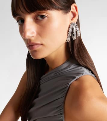 Orecchini a cerchio in oro bianco 18kt Scatter con perle e diamanti | Ananya