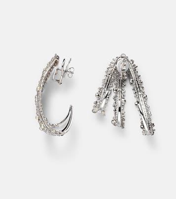 Orecchini a cerchio in oro bianco 18kt Scatter con perle e diamanti | Ananya