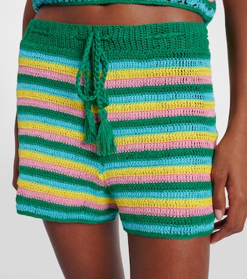 Striped crochet cotton shorts | Anna Kosturova