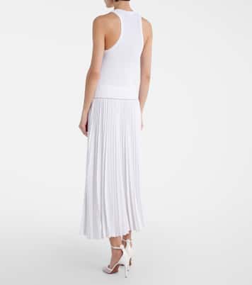 Pleated ribbed-knit midi dress | Alaïa