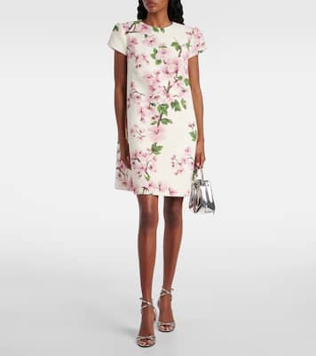 Vestido corto en mezcla de algodón y lana floral | Oscar de la Renta