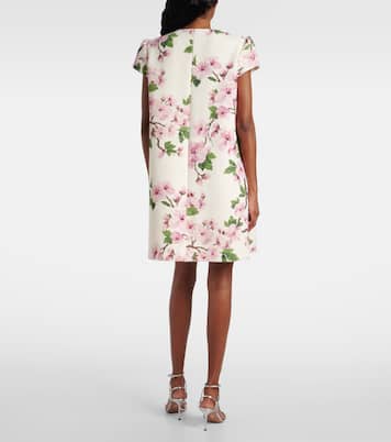 Vestido corto en mezcla de algodón y lana floral | Oscar de la Renta