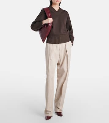 بنطلون بقصّة مستقيمة وخصر عالي | Bottega Veneta