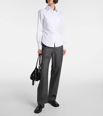Camicia in popeline di cotone gessato | Thom Browne
