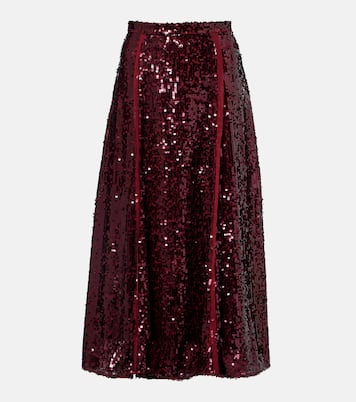 Falda midi de georgette con lentejuelas | Erdem