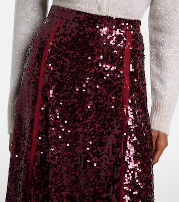 Falda midi de georgette con lentejuelas | Erdem