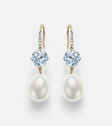 14kt gold drop earrings with gemstones | Mateo