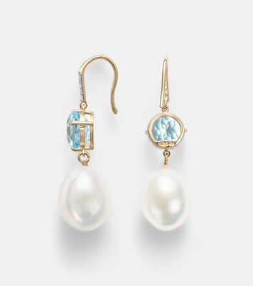 14kt gold drop earrings with gemstones | Mateo