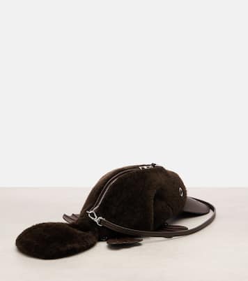 Platypus Mini leather-trimmed shearling shoulder bag | Loewe